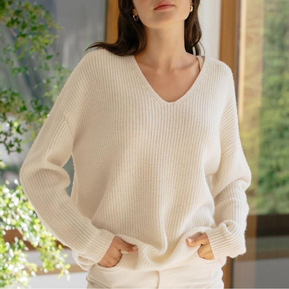 Jenni Kayne Cabin Sweater Wool Cashmere Blend Size Small Women’s Ivory Cream